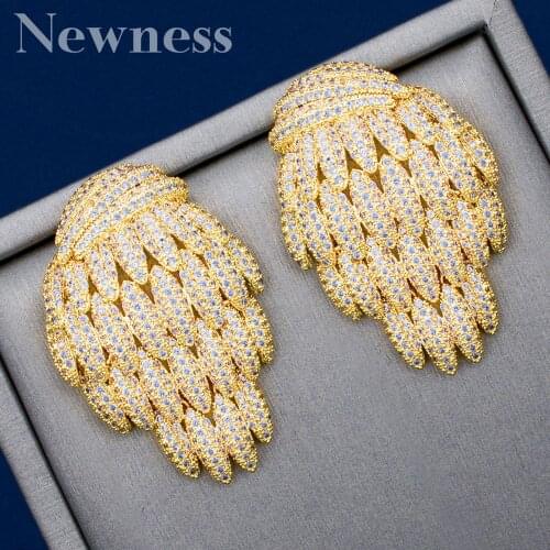 Newness famous Design Luxury Popular Geometry Flower Full Mirco Paved Cubic Zirconia Wedding Earring Fashion Jewelry