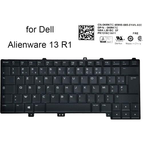 New azerty french Backlit keyboard for Dell Alienware 13 R1 R2 FR Laptop Keyboard backlight 0KRKTC KRKTC NSK-LB1BC