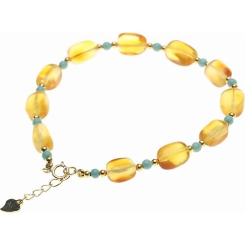 Wholesale Yellow Natural Crystal Bracelet With Shape And Light Blue Bead Bracelets For Women Girl Gift Crystal Fashion Jewelry
