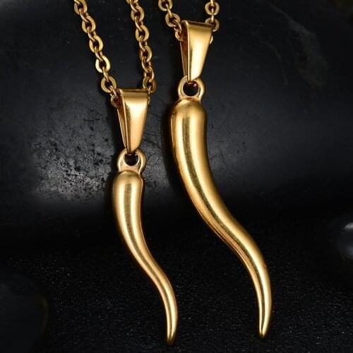 Cornicello Italian horn necklaces for women stainless steel gold little pepper pendant necklace dainty trendy jewelry 2021 cheap