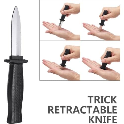 Halloween Supplies Trick Retractable Cutter Dagger Toy Disappearing Slide Joke Fake Plastic Blade Knife Halloween Magic Props