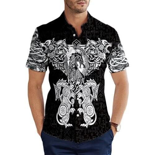 The most fashionable short sleeve shirt Nordic tree life Viking Hawaiian shirt is printed in 3D casual artificial shirt
