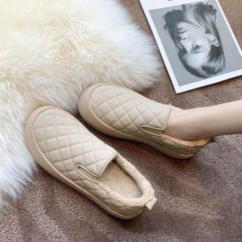 Net Red Lazy One-footed Plush Shoes 2021 Winter New Casual Plus Velvet Warmth Thick-soled Bread Cotton Shoes Womens Trend