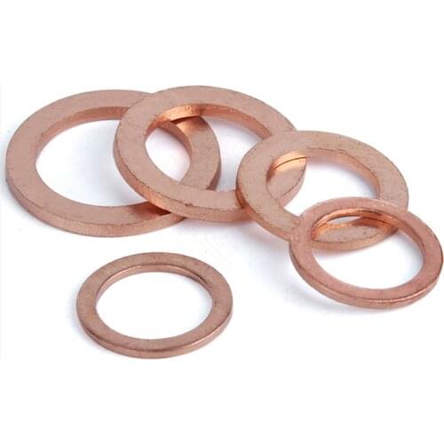 10-50pcs M5 M6 M8 M10 M12 M14 M16 M18 M20 M22 Solid Copper Washer Shim Flat Ring Gasket Rings Seal Plain Spacer Washers Fastener