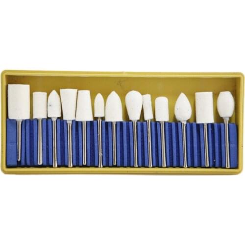 13Pcs 3mm Shank Australian Wool Polishing Metal Jade Multishape Grinding Head For Electric mill machine Polishing Grinding Head