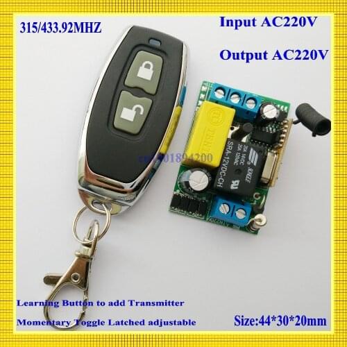 Light Lamp LED Bulb Remote Control Switches Input AC220V Output AC220V 1CH Relay Receiver Transmitter Learn Lock Unlock 315/433