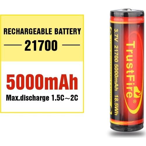 TrustFire 21700 Lithium Battery High Current 40a Rechargeable 3.7v 5000mAh Li Ion Battery Cell for LED Headlight Flashlight
