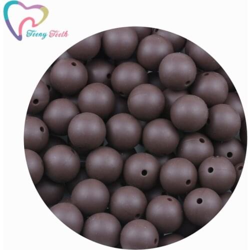 Teeny Teeth 10 PCS Chocolate Brown Silicone 12-15 MM Beads Baby Teether Eco-friendly BPA Free Baby Teething Pacifier Chain Beads