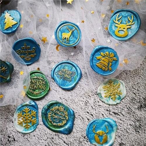 1x Wax Seal Stamp Retro Wood Classic Decorative Merry Christmas Santa claus deer snowflake Happy holiday Antique Sealing Stamp