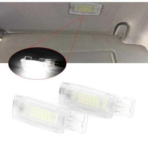 2PCS LED Makeup Mirror Light For Volkswagen Golf 5 6 EOS Jetta Scirocco Sharan Tiguan Touran Skoda Seat 6000k 12V Car Roof Light
