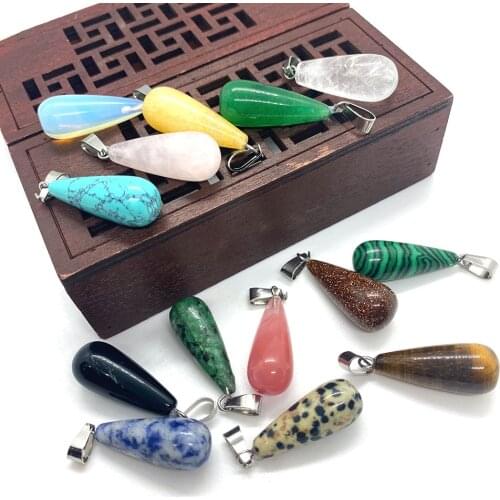 Natural Stone Pendant Turquoise Tiger Eye Stone Blue Cordierite Necklace Pendant Suitable for DIY Jewelry Necklace Making 3pcs