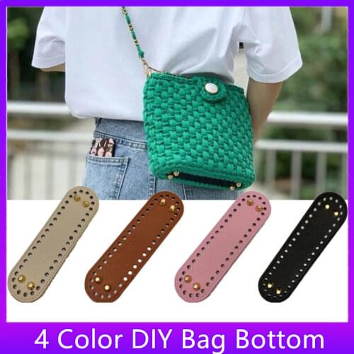 4 Colors 18*5cm Handmade Oval Long Bottom Pu Leather Rectangle Round Bottom Diy 38 Holes Crochet Bag Bottom