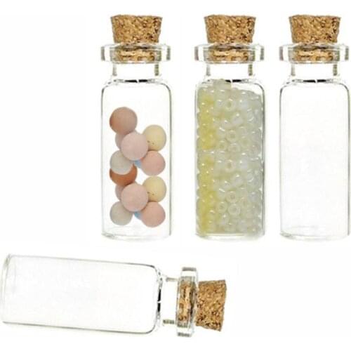 4Pc/Set 10ML 20*50MM Mini Cork Glass Bottles Empty Craft Stoppers For DIY Accessories Clear Jar Home Bottle Decoration Cork T1Y3