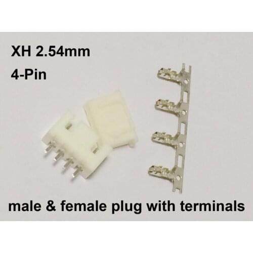 50 kits XH2.54mm 4pin JST Connector plug Male, Female, Crimps DIP 4P
