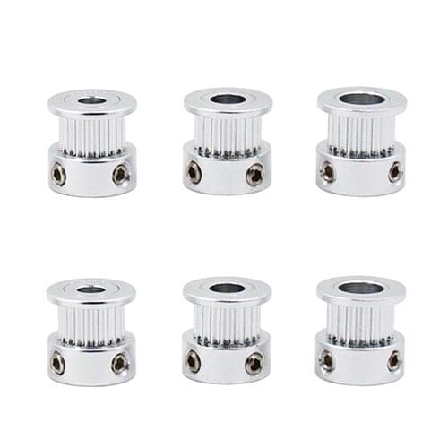 50Pcs Aluminum GT2 6mm Width 20 Tooth Teeth 2GT Timing Drive Pulley Pully Wheels Gear For 3D Printer Bore=4mm/5mm/6mm/6.35mm/8mm