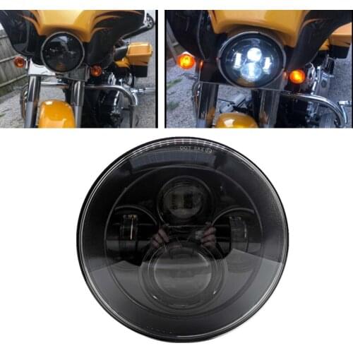 7 inch Round Motorcycle Headlamp 7'' LED Headlight Wire Harness Adapter for Harley Street Glide Road King Electra Glide for Jeep