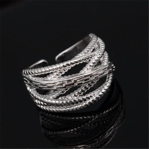 925 Sterling Silver Plated Rings Personality Charm Vintage Twist Open Adjustable Fashion Jewelry Anniversary Gift jp