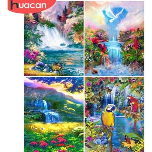 HUACAN 5D DIY Diamond Painting Waterfall Full Square Diamond Embroidery River Rhinestone Of Picture Cross Stitch Scenery Decor