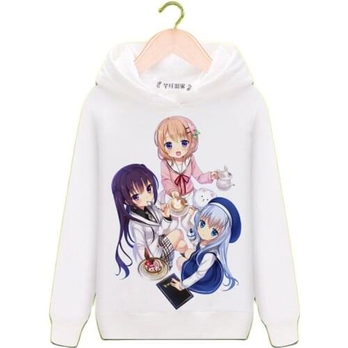 High-Q Unisex Anime Cosplay Gochuumon wa Usagi Desuka Hoto Kokoa Casual Hooded Hoodie Pullover Sweatshirts