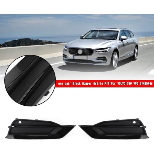 Artudatech Pair Bumper Lower Grille Fit For VOLVO S90 V90 2016-2019 31425446 Gloss Black Car Accessories