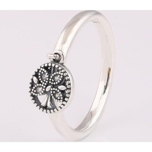 Authentic S925 Tree Of Love With Crystal Ring For Women Wedding Party Gift fit Lady Fine Jewelry