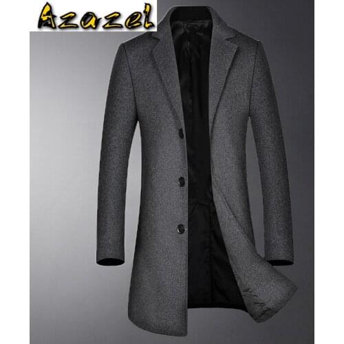Azazel Wool Mens Trench Luxury Solid Color Single Breasted Mens Jackets And Coats Autumn Winter Business And Casual Man Coats
