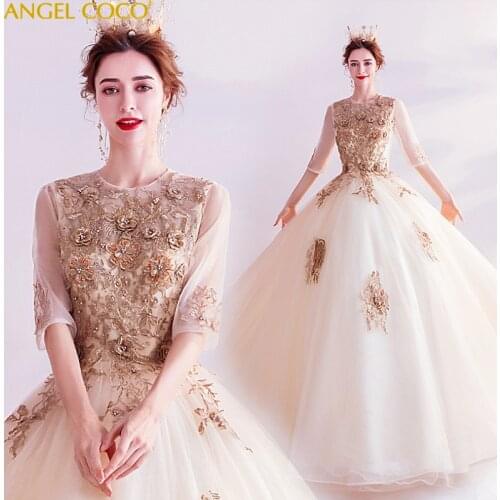 Vestido De Casamento Robe De Mariee Luxury Sequins Ball Gown Wedding Dress Dubai Arabic Sparkly Wedding Gowns Bridal Bride Dress