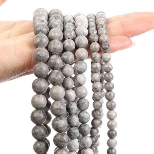 Natural Stone Beads Matte Frosted Round Gray Maifan Stone Loose Spacer Bead For DIY Jewelry Making Bracelet Necklace 6/8/10/12MM