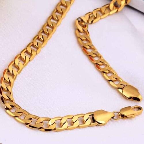 Curb chain Gold Filled Mens Womens Necklace Domineering With Lobster Clasp