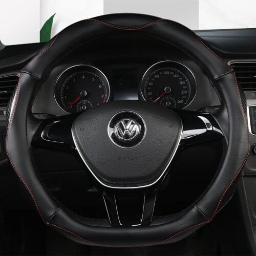 38CM D Shape Steering Wheel Cover PU Leather for Geely Atlas Emgrand EC7 Coolray VW Golf 7 Hyundai Santa fe 2014-2020