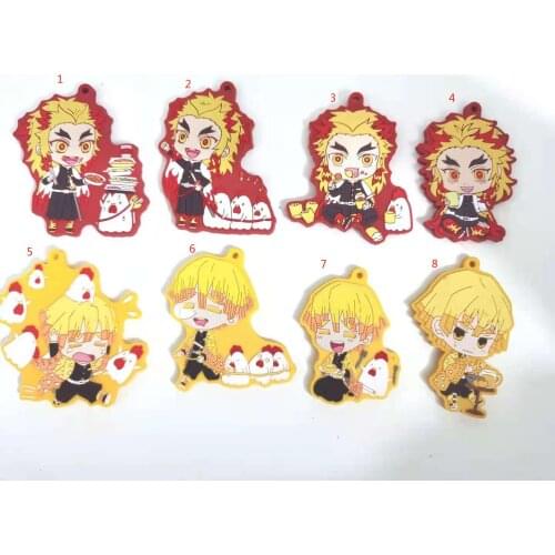 Demon Slayer: Kimetsu no Yaiba original Japanese anime figure rubber Silicone mobile phone charms key chain strap keyring