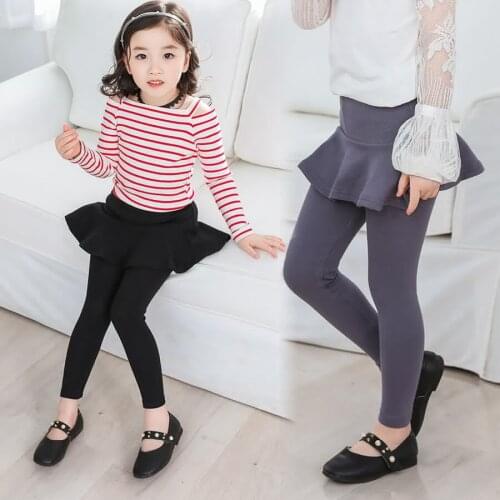 Kids Leggings For Girls With Skirt Baby Girl Pants Cotton Girls' Toddler Legging Children Black Casual Kid Ruffle Korean Autumn
