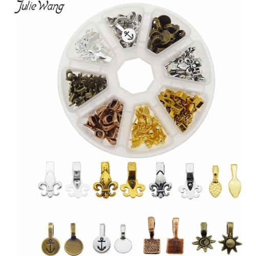 Julie Wang 120pcs/box Mixed Color Alloy Small Spoon Charms Glue On Bail Pendant For Necklace Jewelry Making DIY Accessory