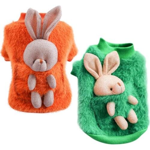 Fleece Dog Cat Hoodies Cute Pet Puppy Sweatshirt 2 Legs Pet Cat Dog Clothes With Removable Rabbit Doll Warm Sweater Coat Jackets