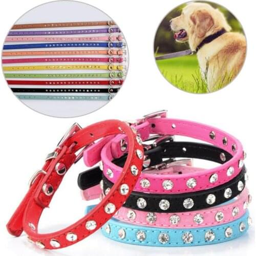 Hot Sale Super Shining Diamond Rhinestone Cat Collar Puppy Baby Dog Cat Collar Leather Strap Kitten