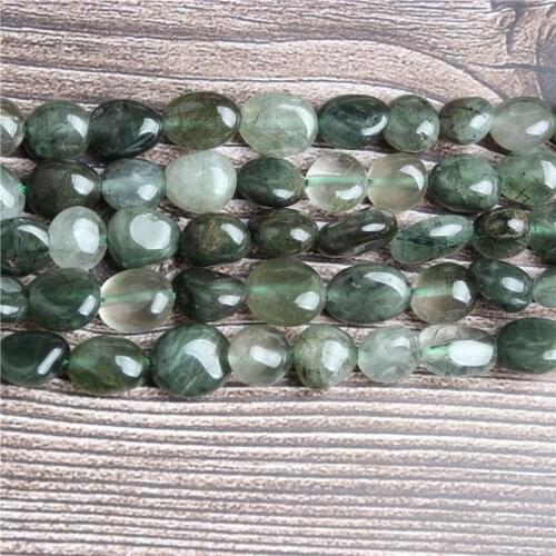 LanLi Fashion natural Jewelry 6x8mm 8x10 mm amorphous green hair crystal Loose Beads DIY bracelet necklace Accessories