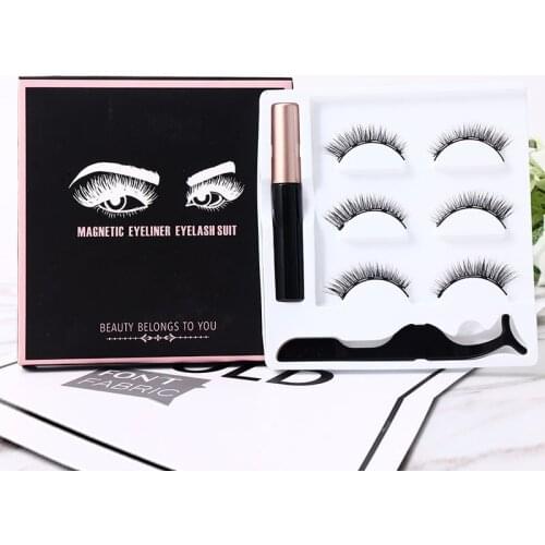 Magnetic Eyelashes Eyeliner Eyelash Curler Set5 Magnet Natural Long Magnetic False Eyelashes with Magnetic Eyeliner