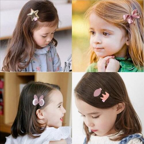 Mix 18pcs/box Ribbon Bow Rabbit Children Hairpins Cute Cartoon Hair clip Accessories Girls Princess Crown Barrette Headwear gift
