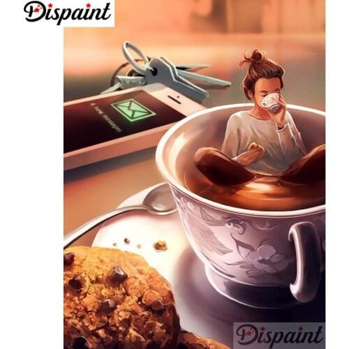 Dispaint Full Square/Round Drill 5D DIY Diamond Painting "Cup biscuit" Embroidery Cross Stitch 3D Home Decor A12439