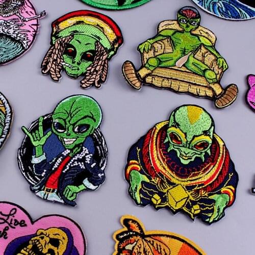 UFO Alien Embroidery Patch Embroidered Patches For Clothing Iron On Patches On Clothes Joker/Punk Patch Stripes Stickers Badges