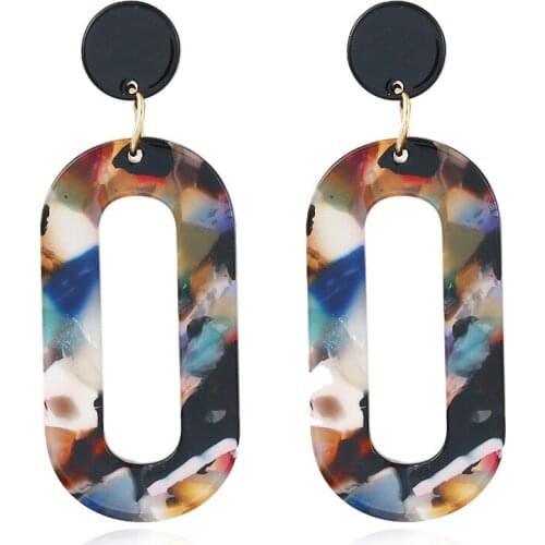 New Arrive Fashion Colorful Oblate Drop Dangle Earrings Jewelry Bohemian Trendy Elegant Wedding Brincos For Women Accessories