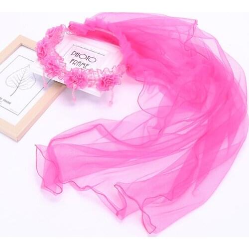 Girls Wedding Hairband 2 Tier Mesh Veil Wreath Crown Lace Flower Imitation Pearl Tassels Dancing Party First Communion Headband