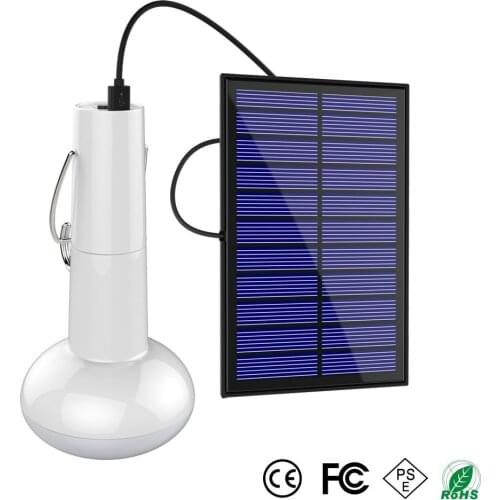 Solar Light Bulb Portable Solar Powered LED Light Bulb Lamp with Waterproof Solar Panel for Home Emergency Camping Hiking