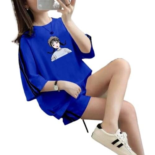 Pajamas Women Cotton Cartoon Pajamas Set Short Sleeve Sleepwear Womens Nightwear Cute Casual Homewear Female Pyjamas Sleepsuit