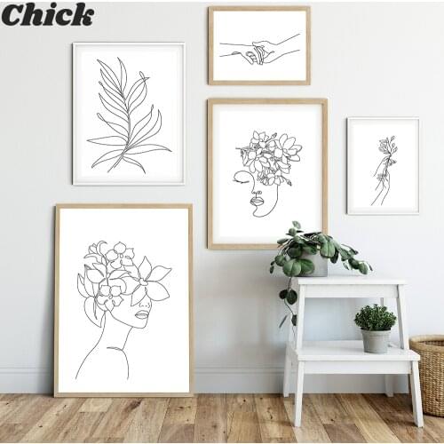 Line Drawing Poster Abstract Women Canvas Painting Flower Girl On The Wall Art Print Modern Picture For Living Room Home Decor