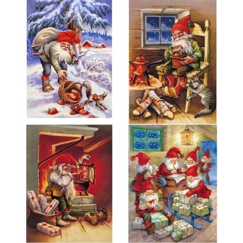 Full Square Diamond Painting Crafts Cartoon Cross Stitch Diamond Embroidery Santa Claus Handmade snowman Christmas Decorations