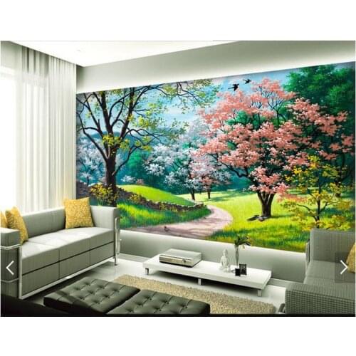 Custom wallpaper 3d wall murals wallpaper Pastoral Forest tree landscape painting porch background wall 3d living room wallpaper