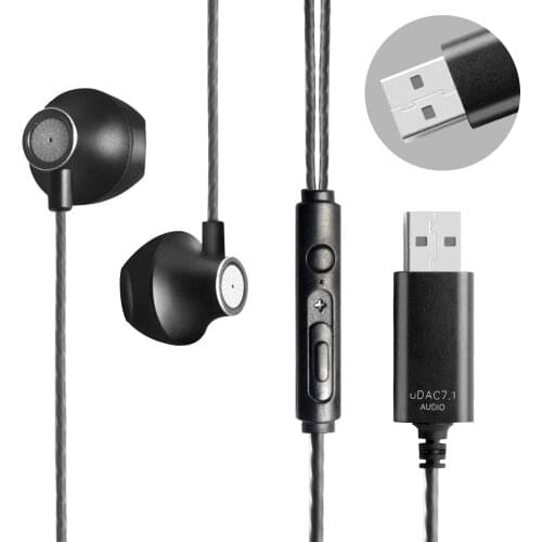 OKCSC U250 USB Earphones HiFi Stereo in-Ear Upgrade Wired Monitor Headset with Mic 2.5m for Online Meetings/Live Stream/PC Game
