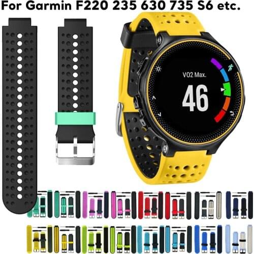 Dual Color Silicone Watchband for Garmin Forerunner 220 230 235 620 735 S6 Watch Strap Soft Rubber Replacement Wrist Belt