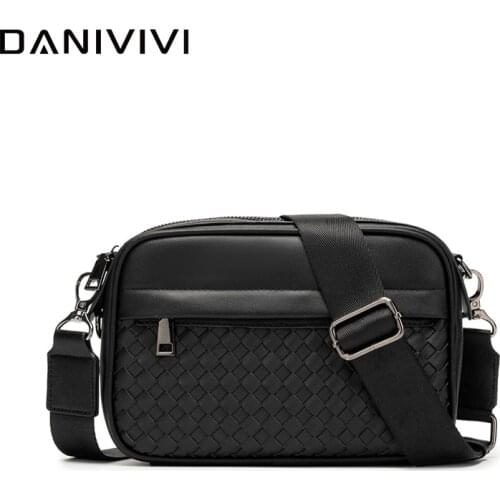 Luxury Handbags Men Crossbody Bags Desinger Woven Mens Mini Shoulder Messenger Bag Plaid Male Purses Soft Leather Sac A Main